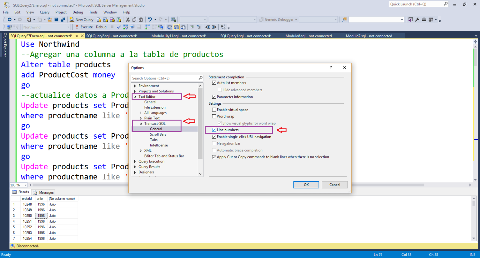 Activar N Meros De Fila En El Sql Server Management Studio Visoal